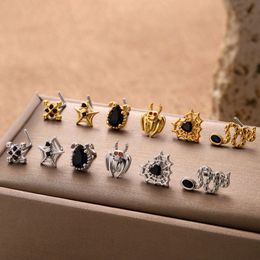 Stalen L-pool Zwart Hart Roestvrij Stalen Neusring Glans Kubieke Zirkonia Spinnenweb Vleermuis Slangvormige Punk Gothic Neusnagel 18k Gouden Piercing Lichaamssieraden Groothandel Bijoux