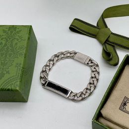 Acier mécanique rétro identification bracelet unisexe breloque émail noir finition style dur mode lumière luxe marque designer bracelet pulseira avec boîte