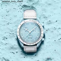 staalproducten Moonswatch Quarz Chronograaf Heren dameshorloge Mission To Mercury Nylon luxe horloge James Montre de luxe Limited Edition mast R45Y