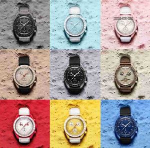 produits en acier Moonswatch Quarz Chronograph Mens montre femme Mission To Mercury Nylon Luxury Watch James Montre de luxe Limited Edition mât