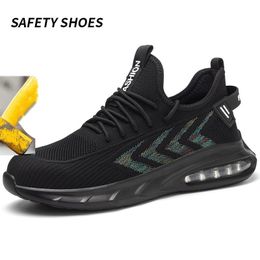 Capa de seguridad de acero con zapatos anti-smash para hombres zapatillas de trabajo luminos
