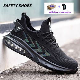 Sécurité en acier avec capuchon d'orteil Anti Smash Men Chaussures de travail Sneakers Light Pincture Proof Good Black Designer Dropshipping SIZE FACT