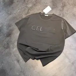 Stalen zegel Driedimensionale concave-convexe letters Effen kleur Losvallend T-shirt Lente en zomer Mannen en vrouwen Stellen All-Matching Top Groothandel