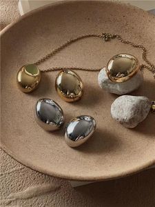 Acier lisse métal grande goutte d'eau pendentif collier pour femmes fille tour de cou chaîne plaqué or bijoux à la mode cadeau 240228
