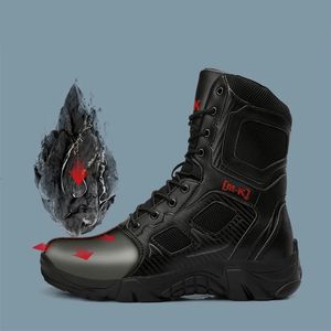 Zapatos de seguridad de punta de acero botas de altura de cuero de alta calidad para hombres Botas de seguridad de seguridad botas de combate botas tácticas 240429