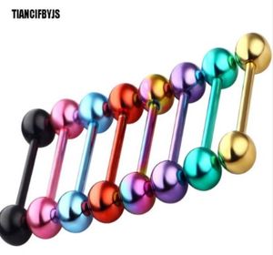 Stalen Tong Barbell Piercing 14G Geanodiseerd 8 Kleuren Oor Pircings Bar Ringen Stud Tepel Oorbel Lichaam Sieraden7268392