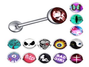 Stalen Tong Ringen 16mm Rechte Oor Bar Logo Tepel Barbell 14 Gauge Body Piercing Sieraden Voor Sexy Vrouw man3659284