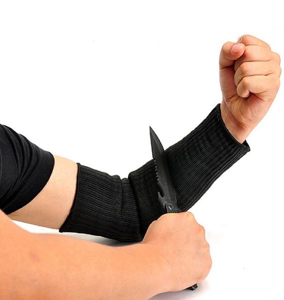 Mangas de brazo anticuttales de alambre de acero Negro protección contra la manga del brazo del brazo del brazo del brazo del brazo del brazalete de corte anti -abrasión resistente resistencia8315655