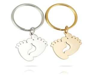 SteelGold – porte-clés en acier inoxydable pour pieds de bébé, vierge, pour graver des pieds de bébé en métal, poli miroir, entier, 10 pièces, 7878695