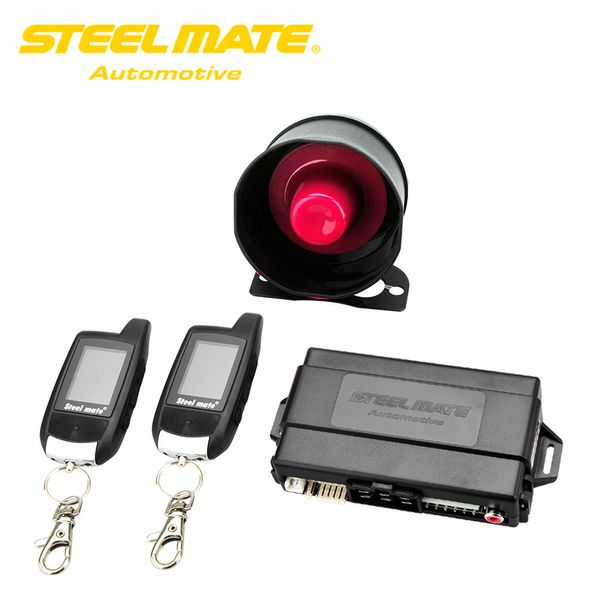 Envío gratuito Steelmate Car Alarm Keychain 888E Dos alarmas LCD Sistema de seguridad automático con sistema de arranque remoto Dispositivo de botón de puerta de entrada sin llave