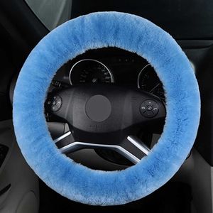 Fundas para volante 100% lana de Nueva Zelanda Funda para volante de coche Suave y cálida Funda para volante de felpa larga Piel calentada Universal 38 cm Accesorios G230524 G230524