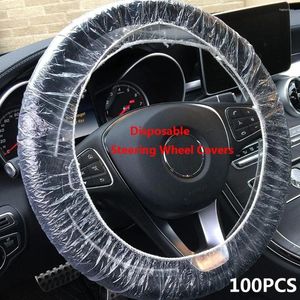 Couvre-volant 100pcs / lot universel en plastique transparent étanche accessoires intérieurs décoration automobile couverture de voiture