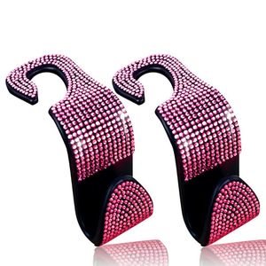 Housses de volant 2 accessoires de voiture crochets sac cristal diamant cintre appui-tête support rose moulures intérieures strass Bling