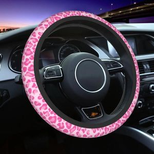 Stuurwiel Covers 37-38 Auto Roze Luipaard Print Zachte Cheetah Vlecht Op De Cover Auto-styling Accessoires