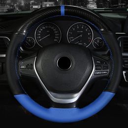 Stuurwielbedekkingen 38 cm Universal Auto Steering-Wheel Cover Crystal Carbon Fiber MicroFiber Leather Non-Slip Wear Resistant Sports Style