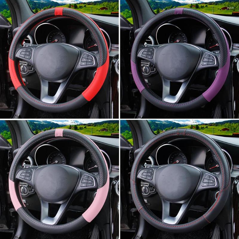 Steering Wheel Covers 38CM Universal Car Cover Leather Sleeve Accessories Auto Steering-Weel Upholstery