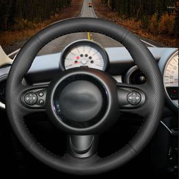 Stuurwiel bedekt automatische vlecht op de hoes voor mini coupe diy handsteek auto vlechten interieur accessoires autostyling