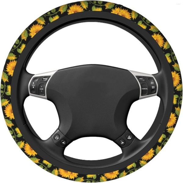 Cubiertas de volante hermosa cubierta de coche de girasol para mujeres niñas hombres Universal 15 pulgadas antideslizante transpirable neopreno lindo Auto