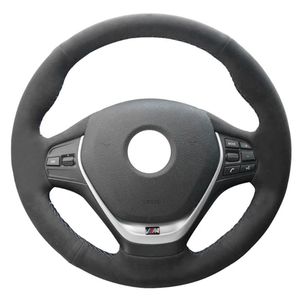 Cubiertas de volante negro Alcantara Suede cosido a mano cubierta de coche para F20 2012-2021 F45 2014-2021 F30 F31 F34 2013-2021 F32