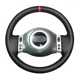 Cubiertas de volante negro PU artificial de cuero de imitación DIY personalizado cosido a mano cubierta de coche para Mini Coupe 2001-2006 R50 R53 R60