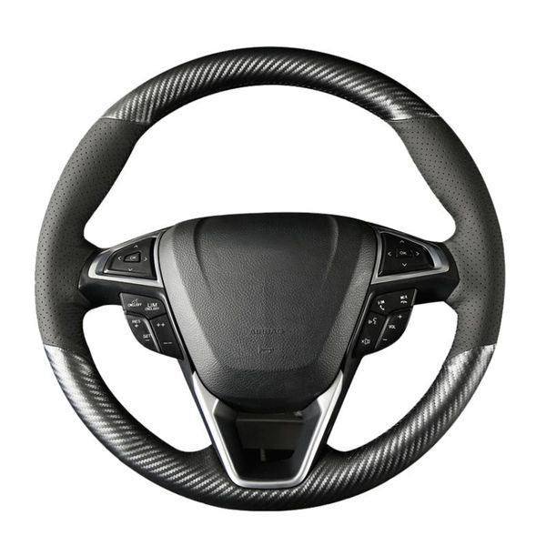 Couvre-volants Couverture de voiture en cuir de fibre de carbone noire pour Mondeo 2014-2021 Edge Galaxy S-Max 2021 2021-2021