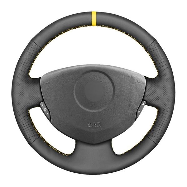 Housses de volant noir simili cuir marqueur bâche de voiture pour Logan 1 Sandero symbole Clio Twingo Lada Largus Almera G15