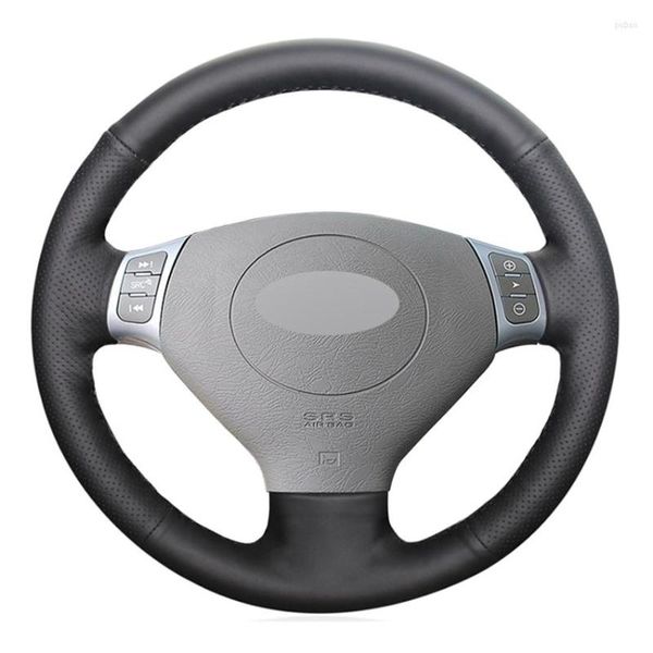 Cubiertas de volante de la cubierta de automóvil de costura de cuero con faux negro para Chery Tiggo 2007-2010 QQ3 2006-2012 A1 2011