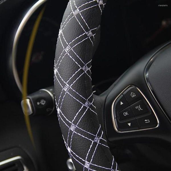 Cubiertas del volante Cubierta blanca negra Reemplazo de piezas de accesorios Universal Car PU Leather