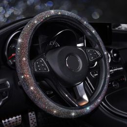 Stuurwielbedekkingen Bling Crystal Car Cover PU Leather Steering-Wheel Styling Interieur Accessoires voor vrouw