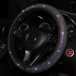 Cubiertas de volante Bling Rhinestones Crystal Car Cover Leather Steering-wheel Stuff Auto Accesorios para mujer