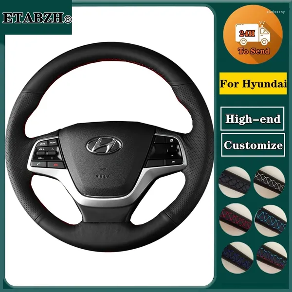 Cubiertas De Volante Cubierta De Coche Trenza Para Hyundai Elantra 4 Solaris Accent 2024 - Accesorios De Envoltura De Cuero De Microfibra