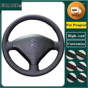 Housses de volant tressées, housse de voiture pour Peugeot 307 SW 2001 – 2008, couture à la main, accessoires en cuir microfibre