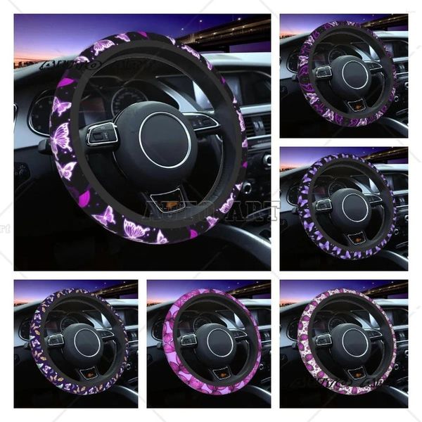 Couvre-volant Papillon Violet Couverture De Voiture Universel Auto Protecteur Élastische Voiture-style Intérieur Accessoires