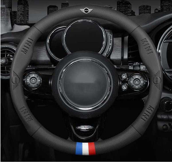 Cubiertas del volante Coche 3D Logotipo en relieve Cubierta transpirable para Mini Countryman Cooper S F54 F55 F56 F57 F60 R54 R55 R56 R60 R61Steering Co