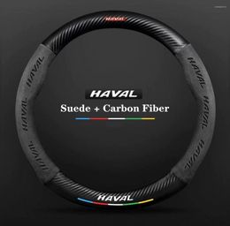 Volante cubre coche 3D Haval Logo gamuza fibra de carbono cubierta para Jolion H1 H2 H2S H3 H4 H5 H6 H9 F5 F7 F7x accesorios interiores