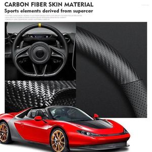 Couvre-volants couvre de voiture en cuir en fibre de carbone 38 cm sueur respirant absorbant confortable acces non glissés résistants à l'usure R5W2
