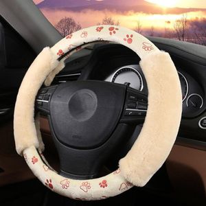 Couvre volant bâche de voiture mignon peluche hiver adapté voiture-style Auto volant accessoires direction