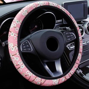 Couvre-volant Couverture de voiture sans anneau intérieur élastique 38cm Universal Cherry Blossom Pattern Anti-Skid Résistant à l'usure Fournitures