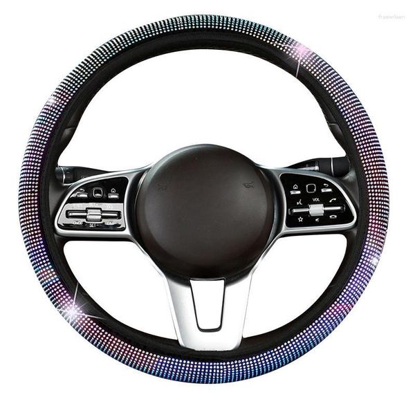 Housses de volant Couverture de diamant de voiture Durable Velours Conduite Universel Élégant Coloré Cristal Steer Protector