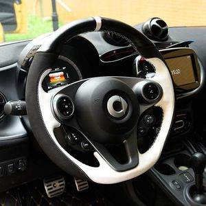 Stuurwielafdekkingen auto hand-sewn lederen dekmantel beschermende grip voor slimme 453 fortwo forfour accessoires interieursteerhekselssteerling