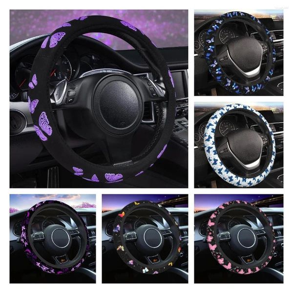 Couvre-volants de voiture Couverture de papillon violet Universal Fit pour SUV Camions Berlines Voitures Mignonnes Femmes Girly Noir et