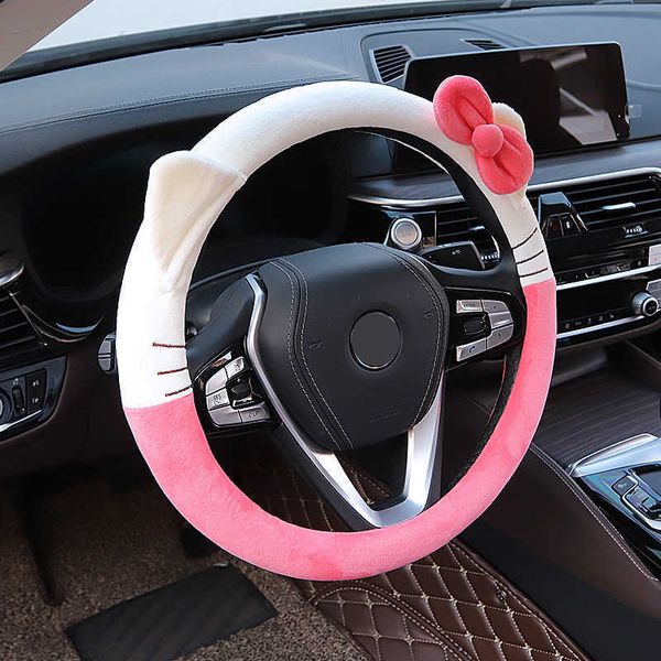 Cubiertas del volante Cubierta del volante del coche Universal Cartoon Cat Mouse Verano Invierno Cálido Felpa Precioso Bowknot Lindo Venta al por mayor Accesorios para automóviles T221108