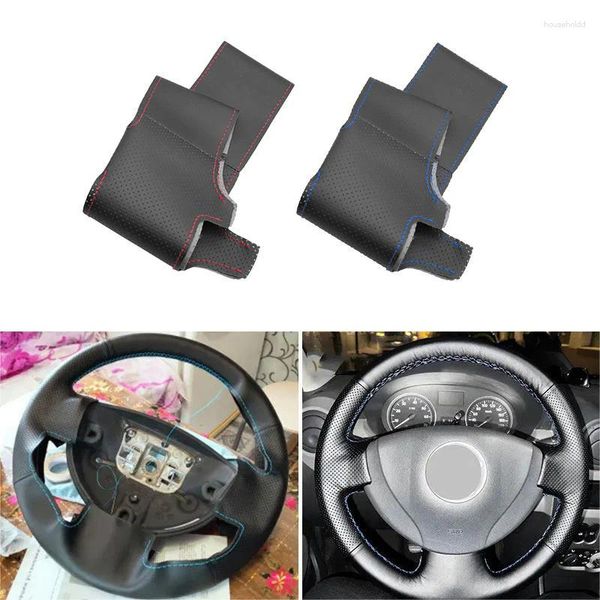 Cubiertas de volante Cubierta de estilo de automóvil Ajuste de cuero para Renault Logan 1 Sandero Símbolo Clio Twingo 2 Lada Largus Nissan Almera 3 G15