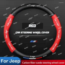 Stuurwiel Covers Koolstofvezel Lederen Auto Cover Voor Jeep Gladiator Renegade Kompas Wrangler Jl Cherokee Antislip