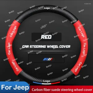 Stuurwiel Covers Koolstofvezel Lederen Auto Cover Voor Jeep Gladiator Renegade Kompas Wrangler Jl Cherokee Antislip