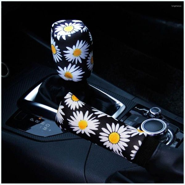 Housses de volant couverture mignon voiture décoration engrenage tricoté poignées de frein à main marguerite fleur intérieur