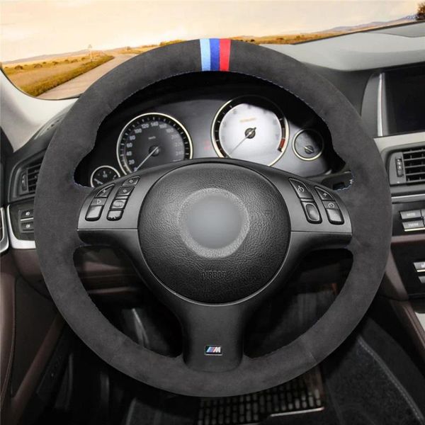 Cubiertas de volante para M Sport E46 330i 330Ci E39 540i 525i 530i M3 Touring Alcantara Interior de cuero premium