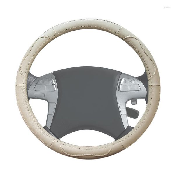 Housse de volant couvre pour hommes rond voiture Wrap universel en cuir véritable adapté roues de 14 1/2