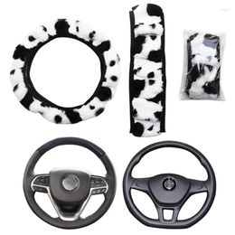 Cubiertas para volante Cubierta con estampado de vaca DIY Suave felpa Volante Car Styling Accesorios interiores 37-38cm