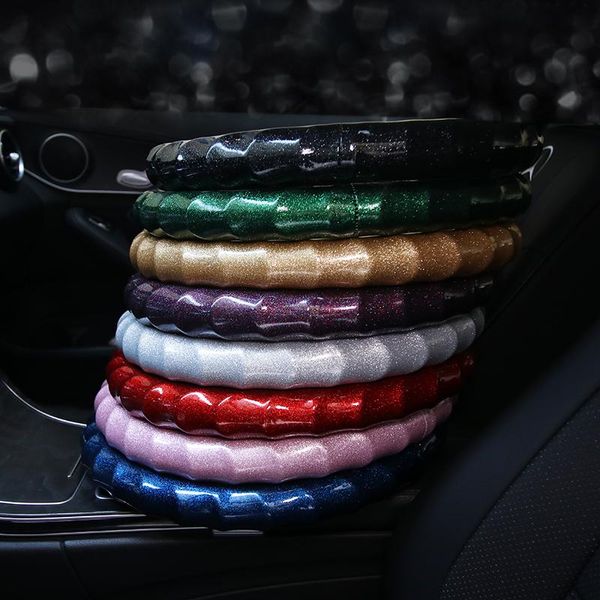 Couvre Volant Cristal Bling Accessoires De Voiture Couvre Volant En Caoutchouc Auto Décoration Intérieure Latex Plastiques WomenSteering